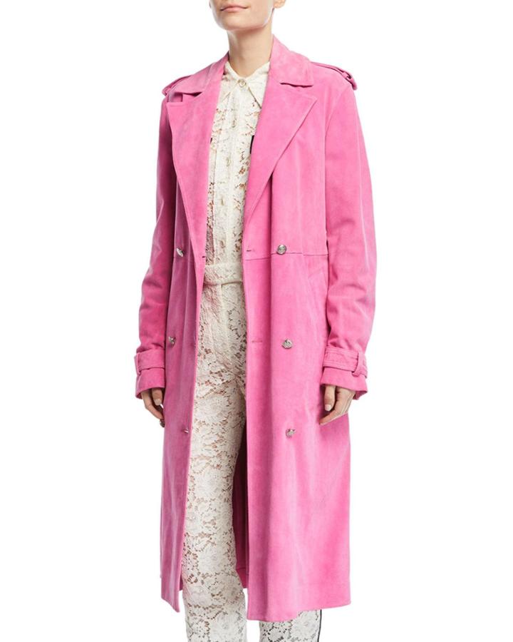 Double-breasted Suede Trenchcoat