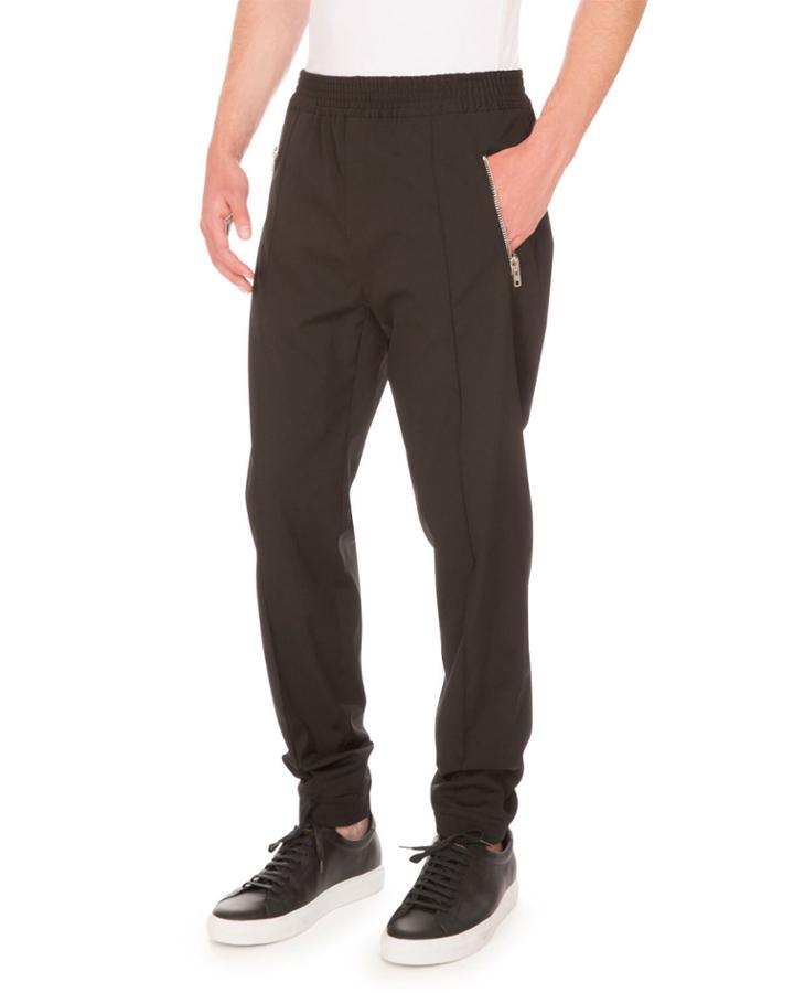 Zip-pocket Jogger Pants, Black