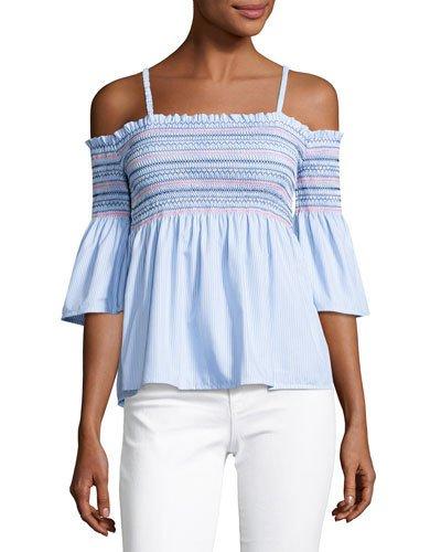 Cold-shoulder Smocked Top,