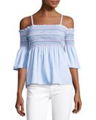 Cold-shoulder Smocked Top,