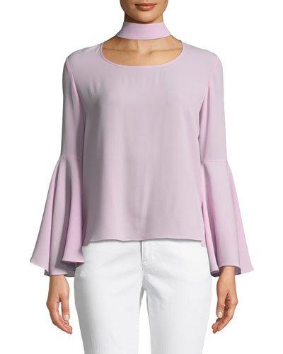 Choker Bell-sleeve Blouse