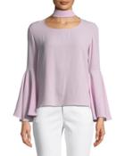 Choker Bell-sleeve Blouse