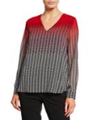 Printed V-neck Long-sleeve Tunic