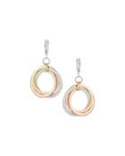 Tri-color 14k Gold Hoop Earrings With Diamonds