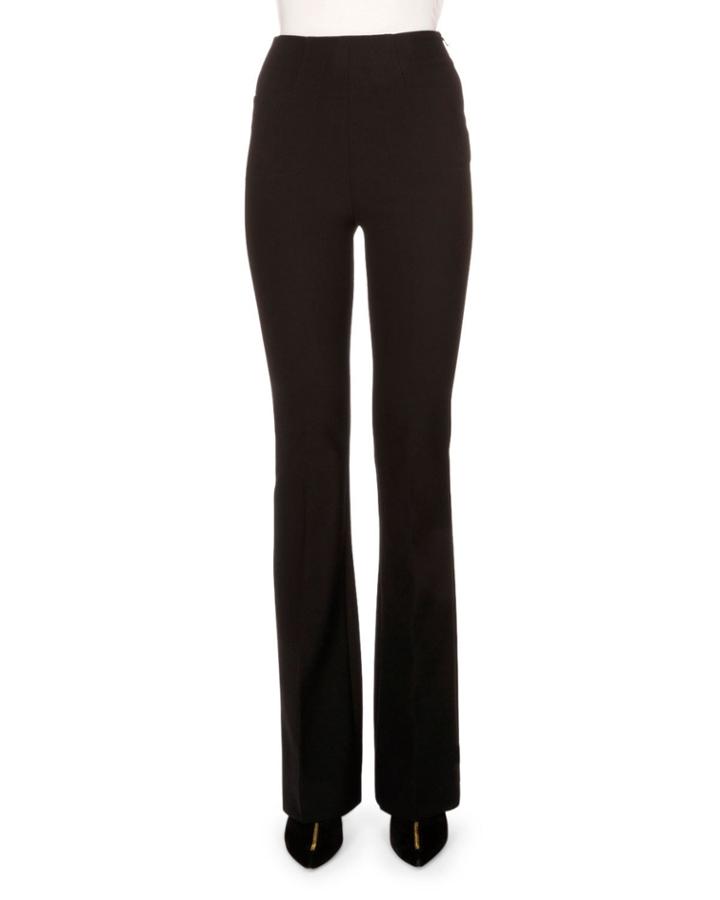 Stretch-crepe Flare-leg Pants, Black