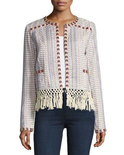 Santa Fe Fringed-hem Jacket, Neutral