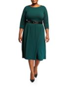 Plus Size Belted 3/4-sleeve