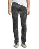 Men's Selvedge Denim Water-wash Jeans, Black