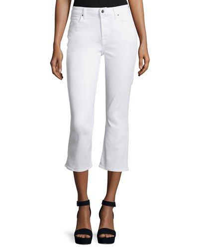 Denim Flared Cropped Jeans, White