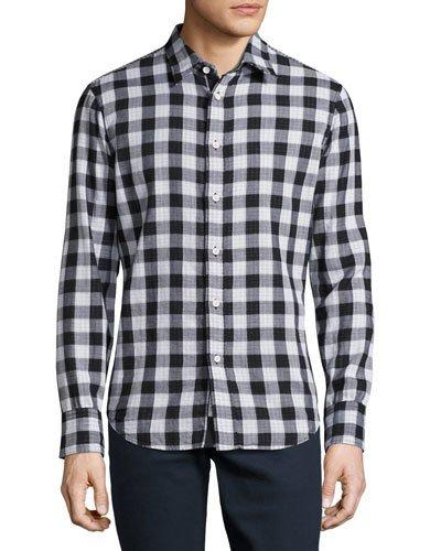 Halsey Buffalo-check Shirt, Black/white