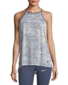 Breathe T-back Loose Training Performance Tank, Blue-black