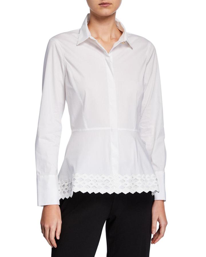 Textured Border Peplum Blouse