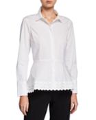 Textured Border Peplum Blouse
