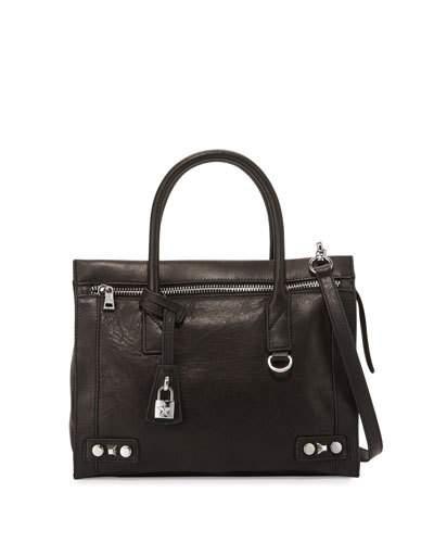 Courtney Leather Satchel Bag, Black