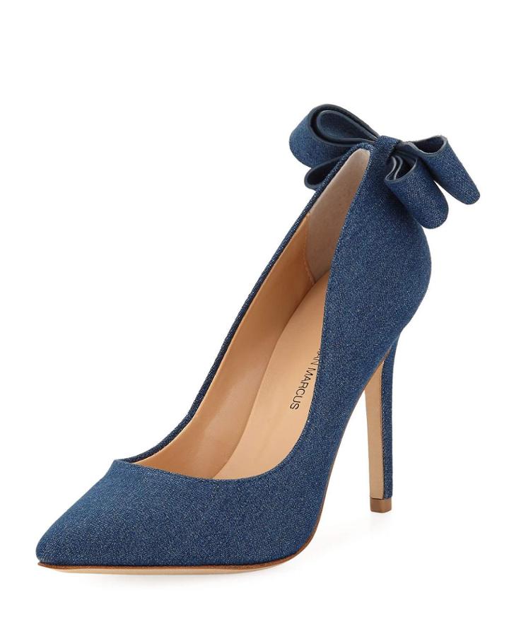 Verity Metallic Denim Bow Pump