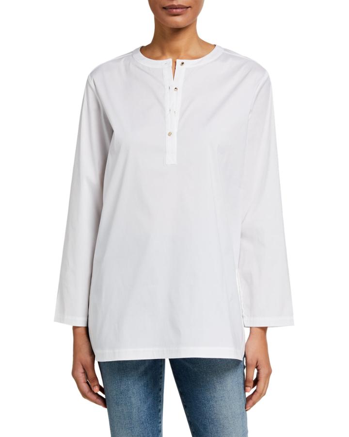 Button-placket Long-sleeve Blouse