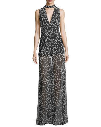 Come Around Leaf-print Jumpsuit