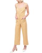 Button Front Overall Jumpsuit