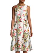Floral-print Mikado Fit-&-flare Dress