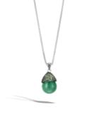 Classic Chain Celestial Orb Jade & Tsavorite Pendant Necklace