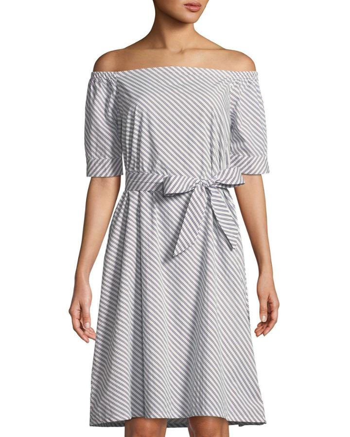 Edena Striped Off-the-shoulder