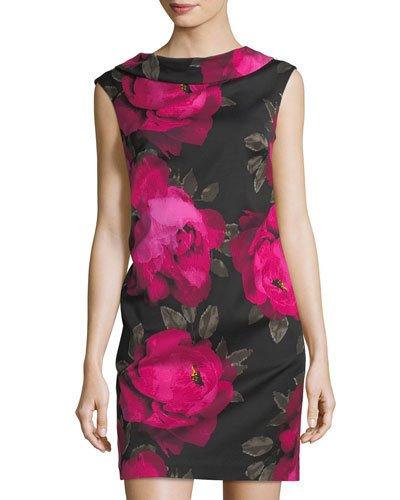 Wondrous Floral-print Cowl-neck Dress