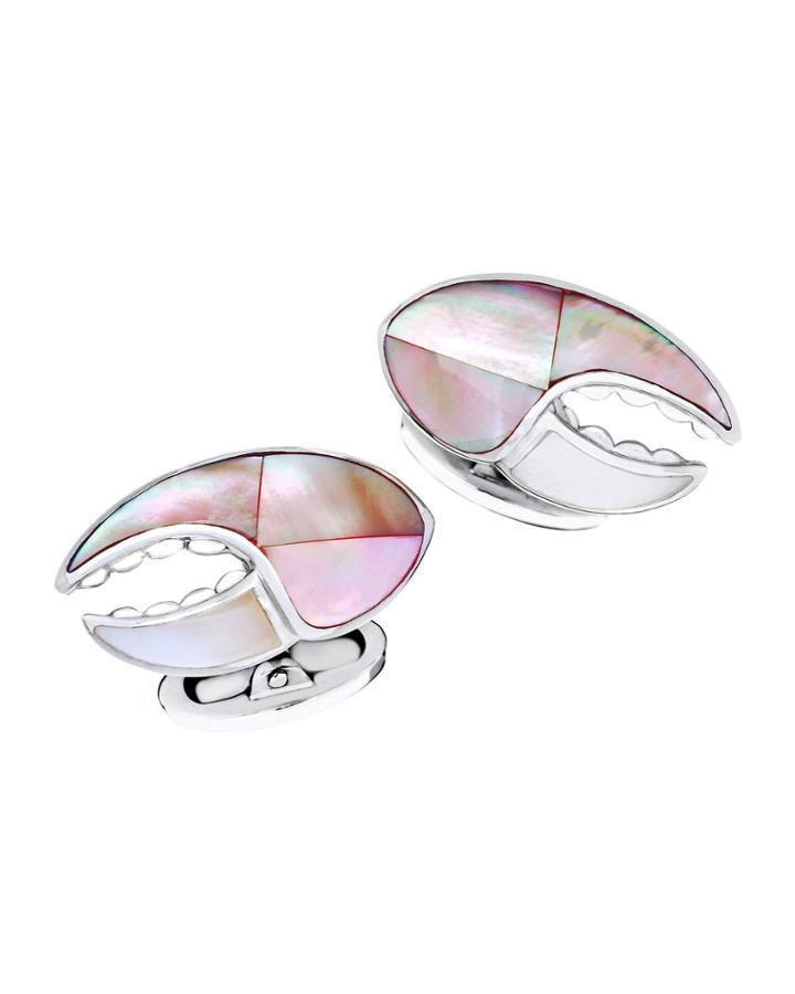 Lobster Claw Cuff Links With Mother-of-pearl