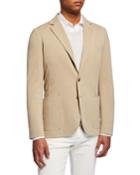 Men's Basic Knit Three-button Jacket, Tan
