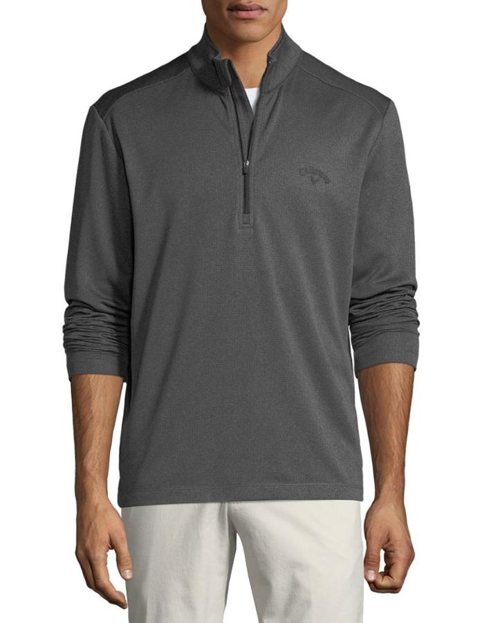 Men's Mock-neck Waffle-knit Pullover Jacket