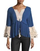 Sun Goddess Crochet-trim Blouse