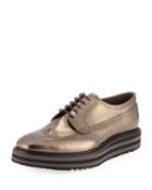 Men's Metallic Leather Brogue Creeper