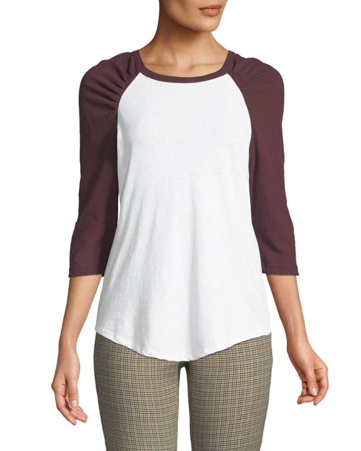 Elio Shirred Raglan-sleeve Tee