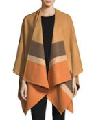 Merino Wool Ruana Striped Blanket Cape