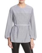 Jesse P Mixed-stripe Belted Blouse