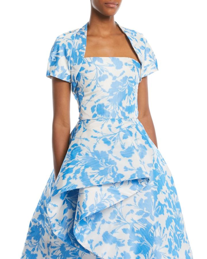 Floral Ikat Taffeta Bolero