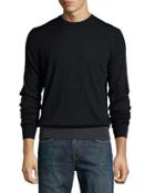 Contrast-trim Long-sleeve Pullover
