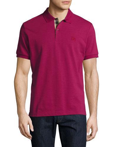 Short-sleeve Oxford Polo Shirt, Cranberry