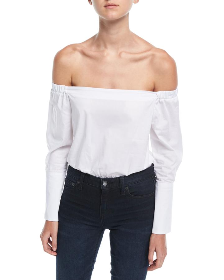 Off-the-shoulder Cotton Bodysuit