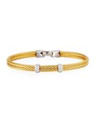 Classique Stainless Steel & Diamond Cable Two-row Bangle Bracelet