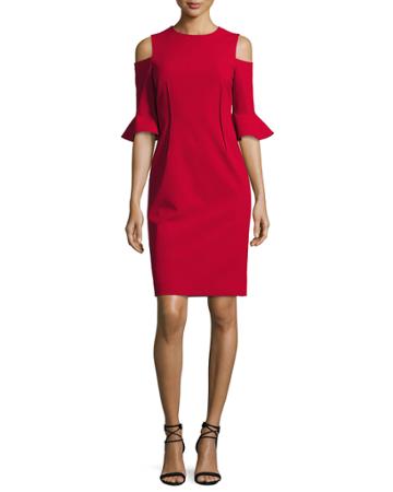 Cold-shoulder Stretch-crepe Mini