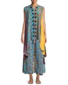 Iman Patchwork-print Sleeveless A-line Tunic Dress