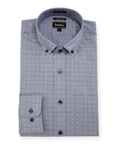 Trim-fit Regular-finish Check-dot Print Dress