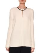 Falabella Keyhole Chain-neck Blouse, White