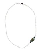 Long Labradorite & Silverite Beaded Necklace