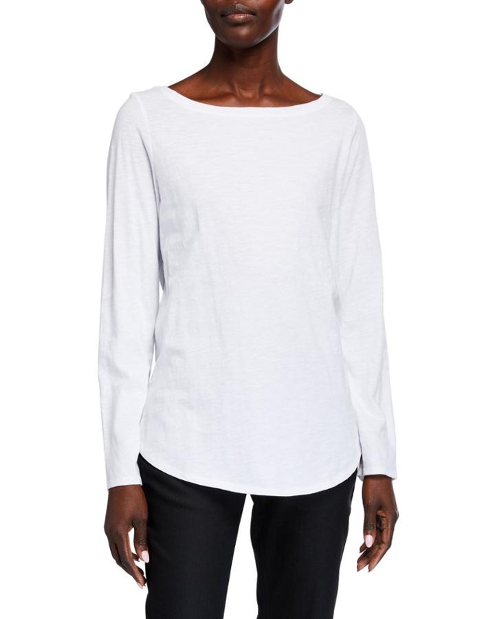 Bateau-neck Long-sleeve Jersey Tee