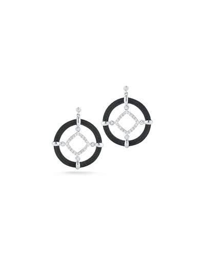 18k Diamond Cable Circle Drop Earrings