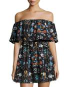 Popover Floral-print Dress, Black