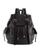 Kyle Faux-leather Flap Backpack, Black