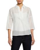 Perforated 3/4-sleeve Shirt W/ Camisole