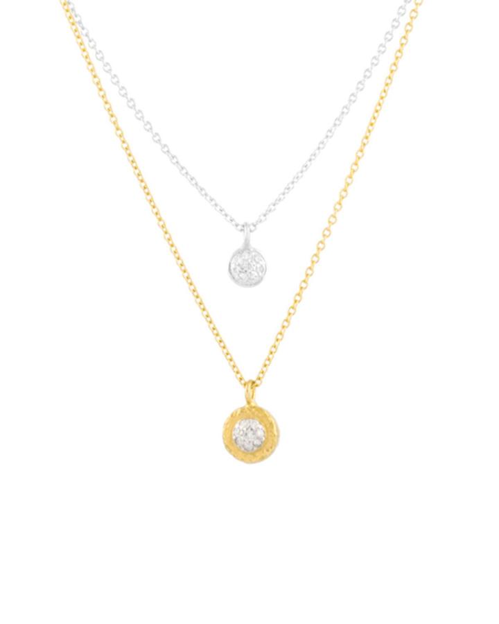 Delicate Pave Two-tone Two-layer Diamond Necklace